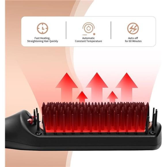 Hair Straightener Brush, Negative Ion Hair Straightening Brush for Women - Picture 5 of 6